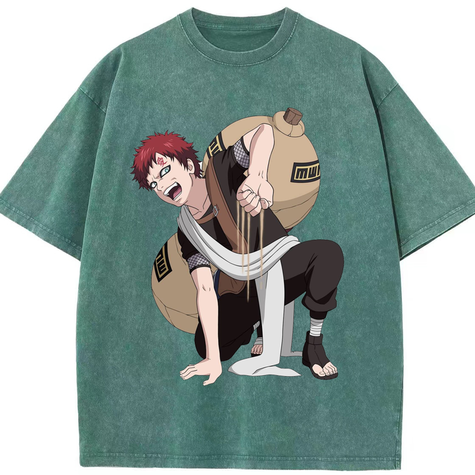 （画像用） NARUTO -ナルト- ガアラ Gaara 綿100% ヴィンテージ風 半袖Tシャツ（フロントプリント）